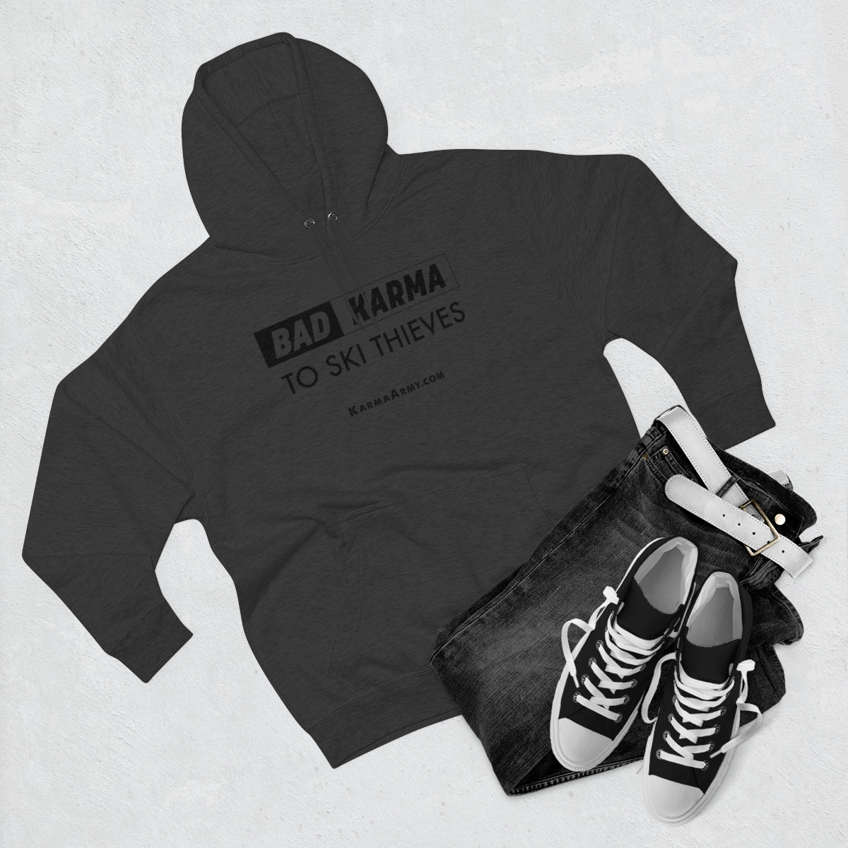 BAD KARMA To Ski Thieves Unisex Premium Pullover Hoodie