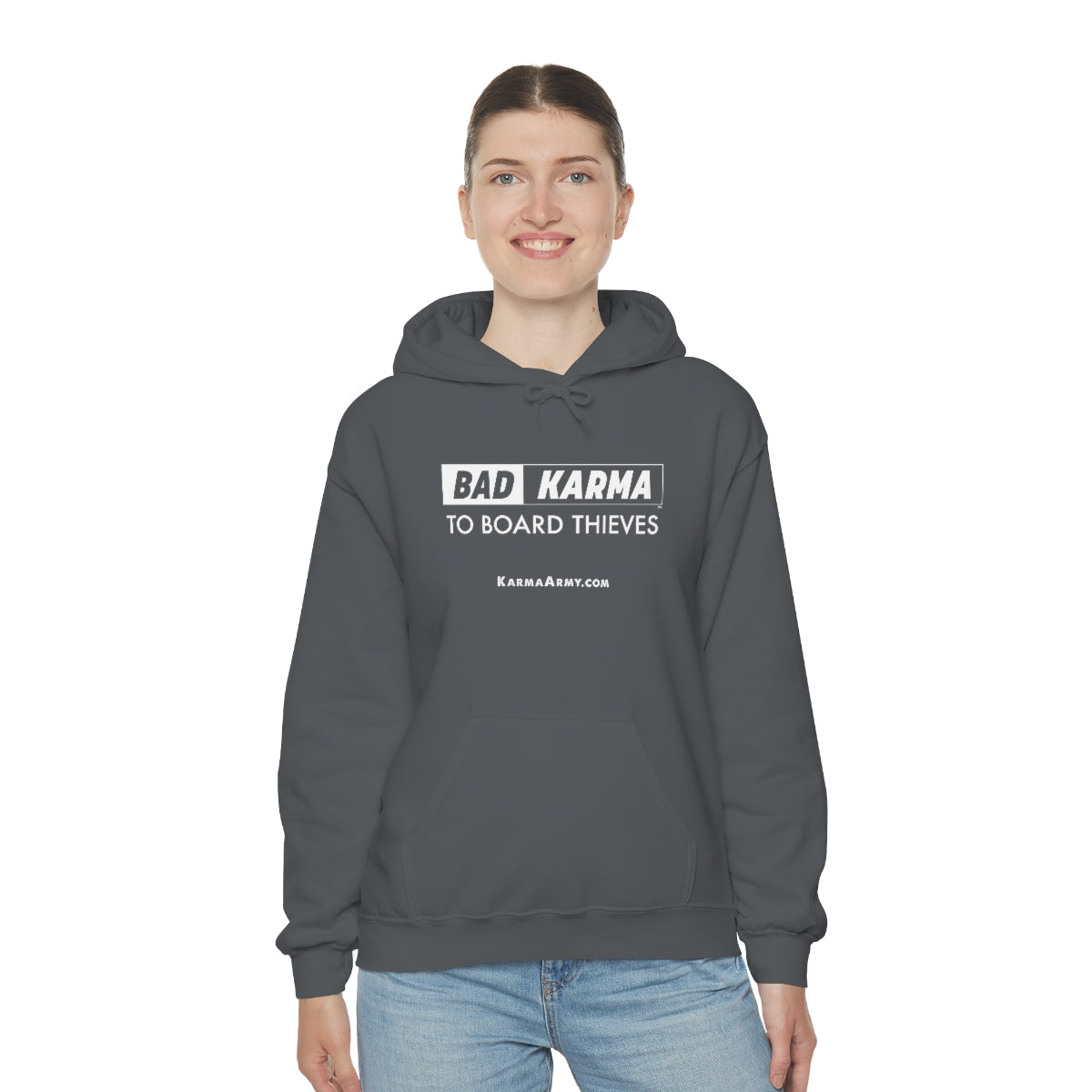 BAD KARMA TO BOARD THIEVES Unisex Heavy Blend™ Hooded Sweatshirt