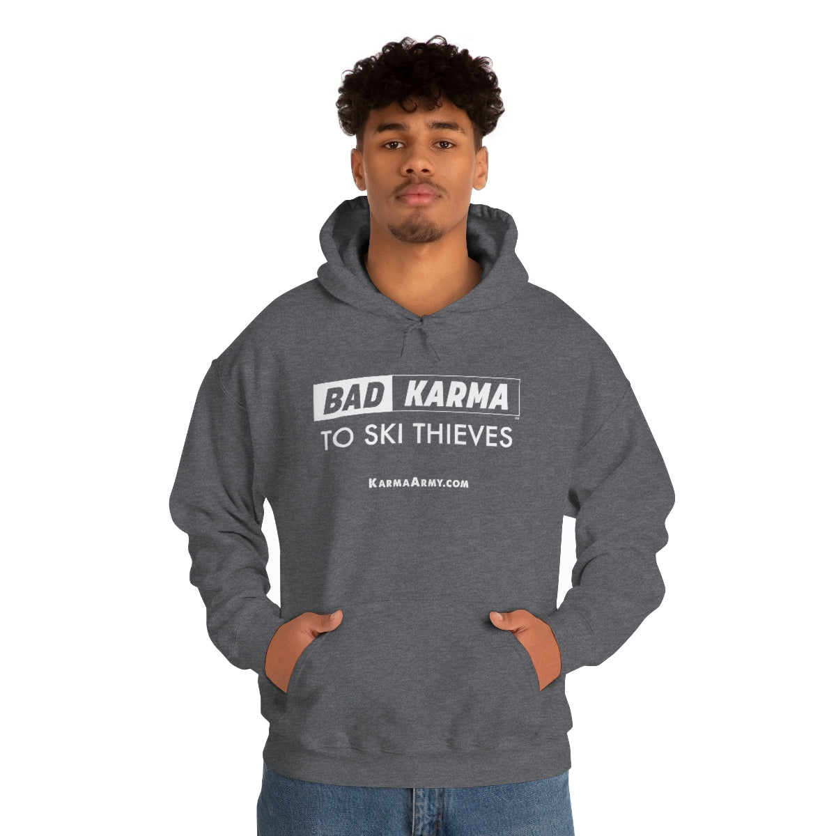 BAD KARMA TO SKI THIEVES Unisex Heavy Blend™ Hooded Sweatshirt