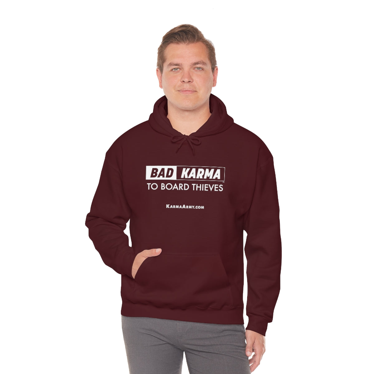 BAD KARMA TO BOARD THIEVES Unisex Heavy Blend™ Hooded Sweatshirt