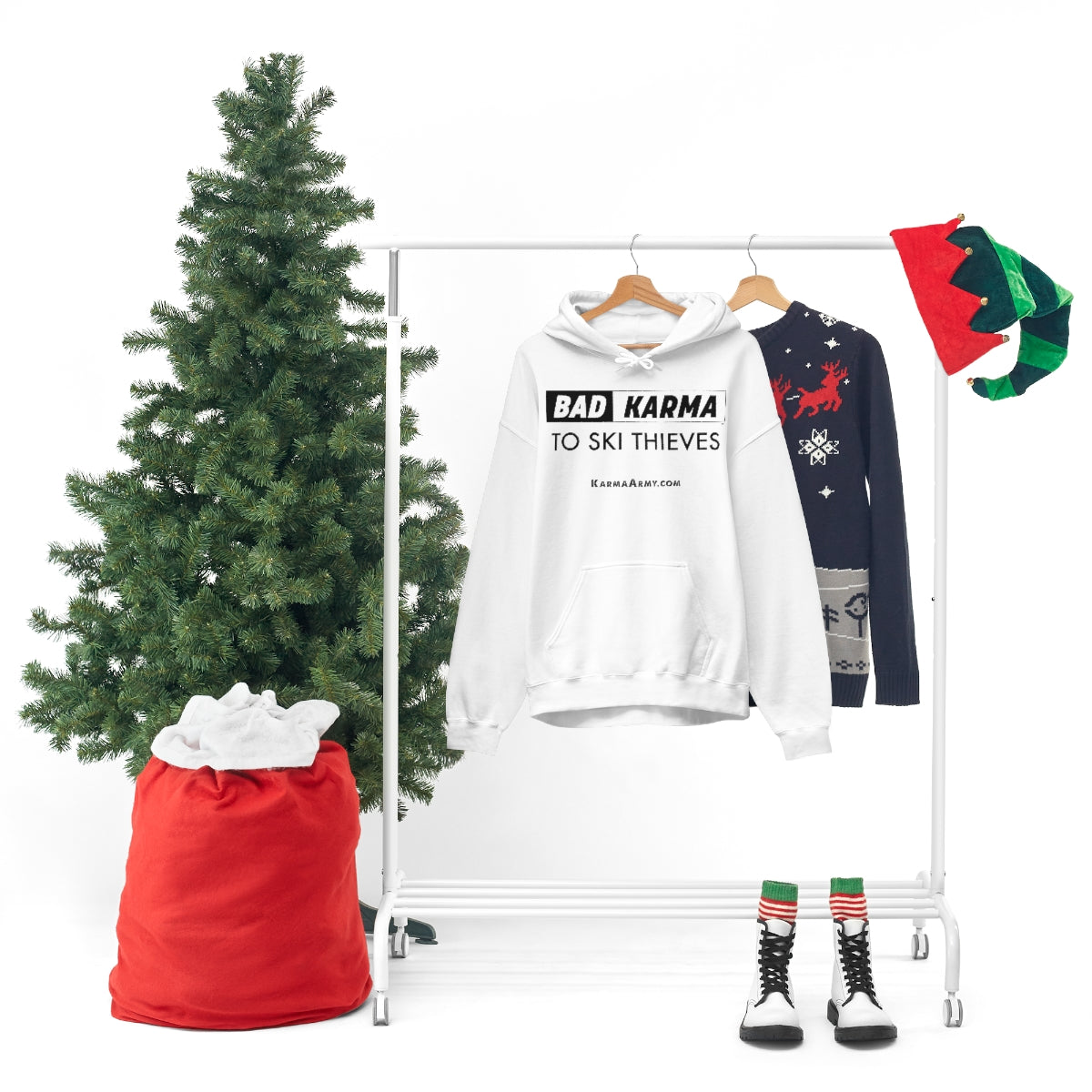 BAD KARMA TO SKI THIEVES Unisex Heavy Blend™ Hooded Sweatshirt