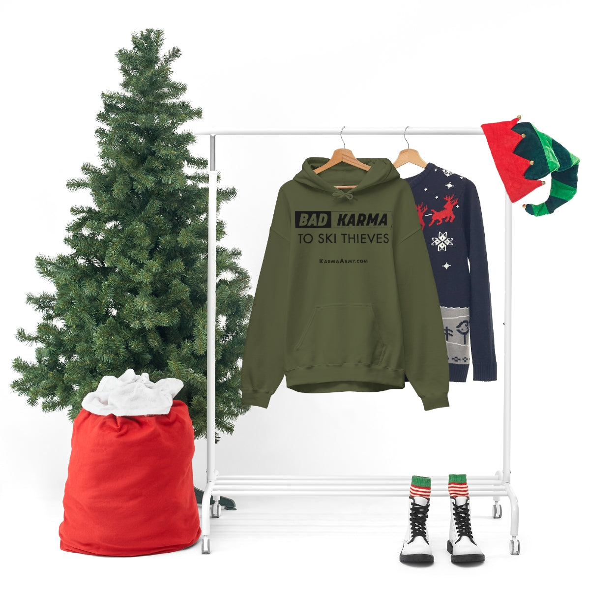 BAD KARMA TO SKI THIEVES Unisex Heavy Blend™ Hooded Sweatshirt
