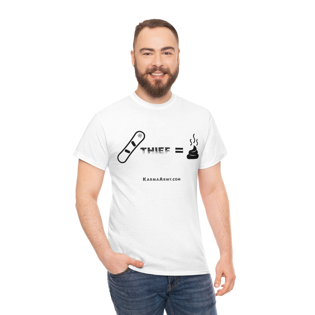 Board + Thief = Poop Unisex Heavy Cotton Tee