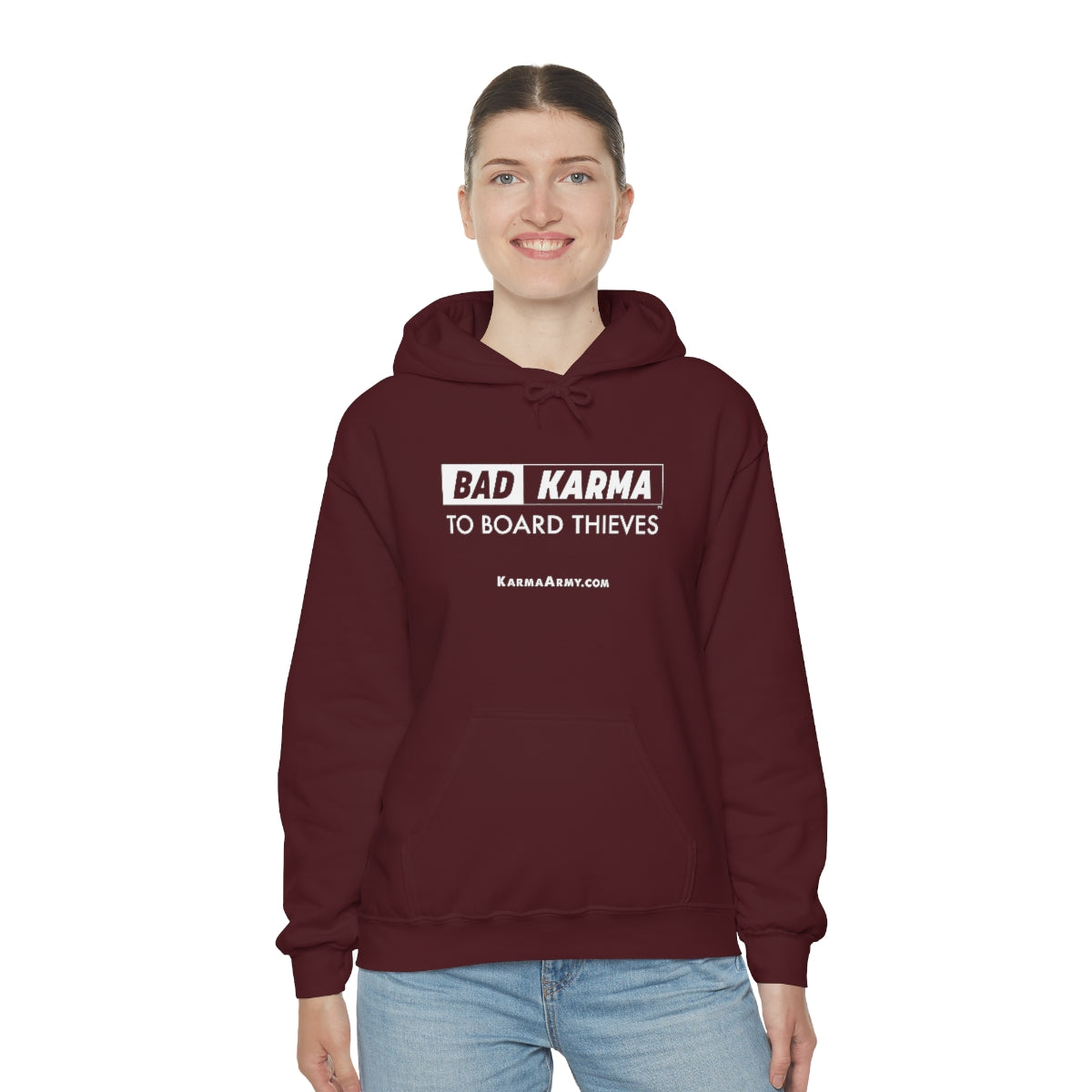 BAD KARMA TO BOARD THIEVES Unisex Heavy Blend™ Hooded Sweatshirt