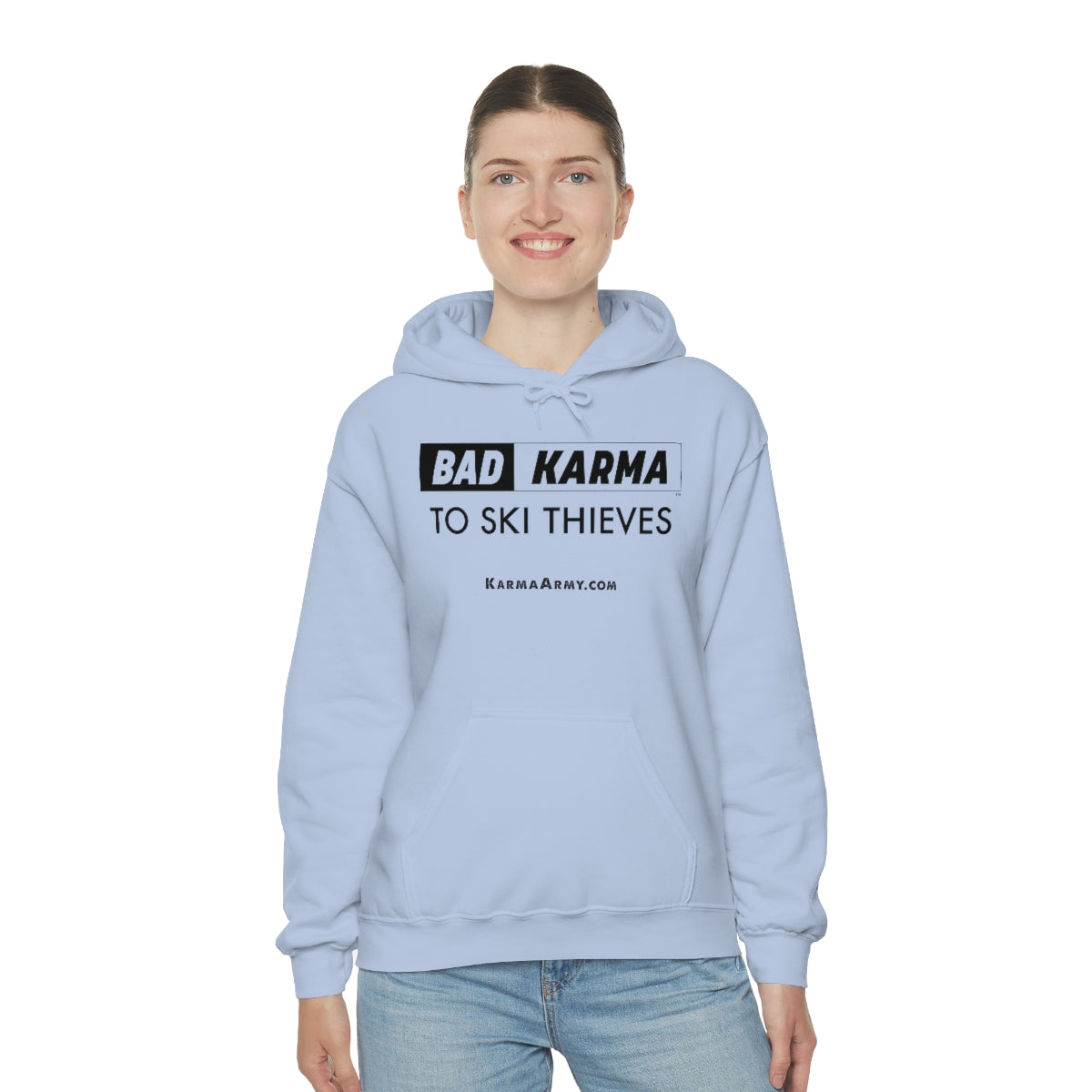 BAD KARMA TO SKI THIEVES Unisex Heavy Blend™ Hooded Sweatshirt