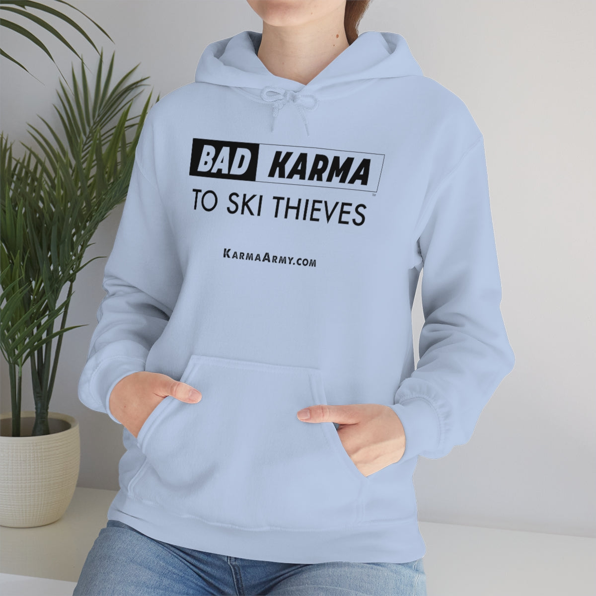 BAD KARMA TO SKI THIEVES Unisex Heavy Blend™ Hooded Sweatshirt