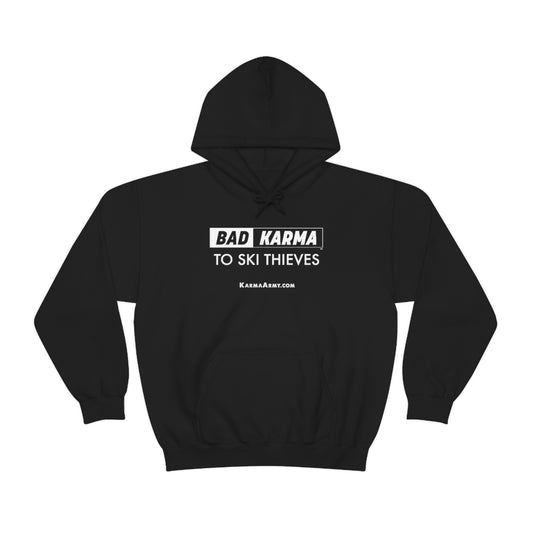 BAD KARMA TO SKI THIEVES Unisex Heavy Blend™ Hooded Sweatshirt