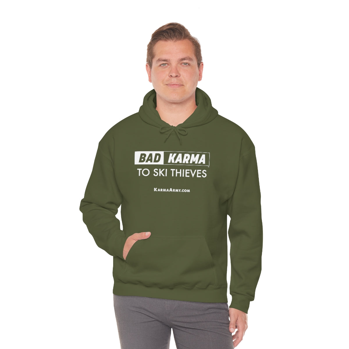 BAD KARMA TO SKI THIEVES Unisex Heavy Blend™ Hooded Sweatshirt
