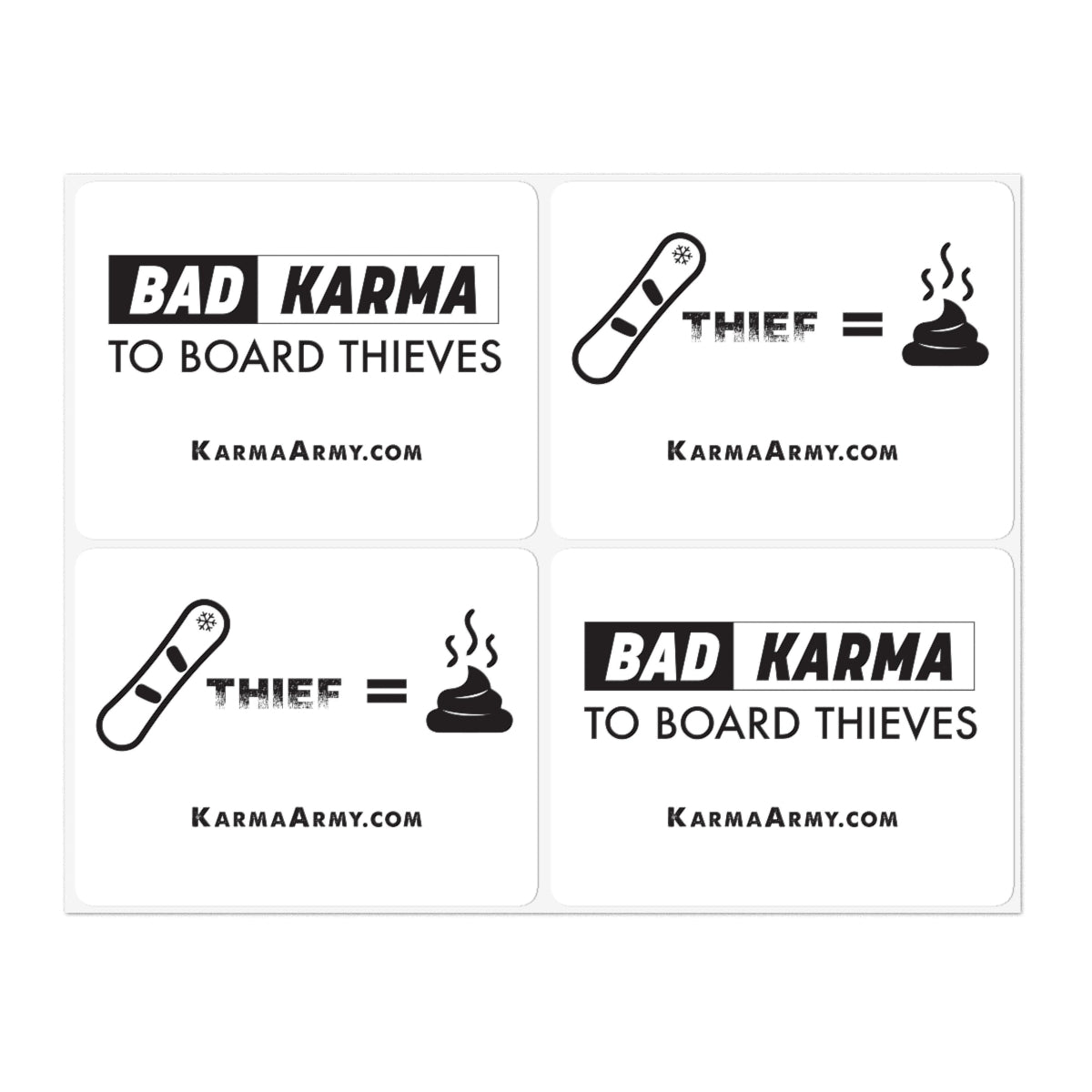 Bad Karma to Board Thieves Stickers