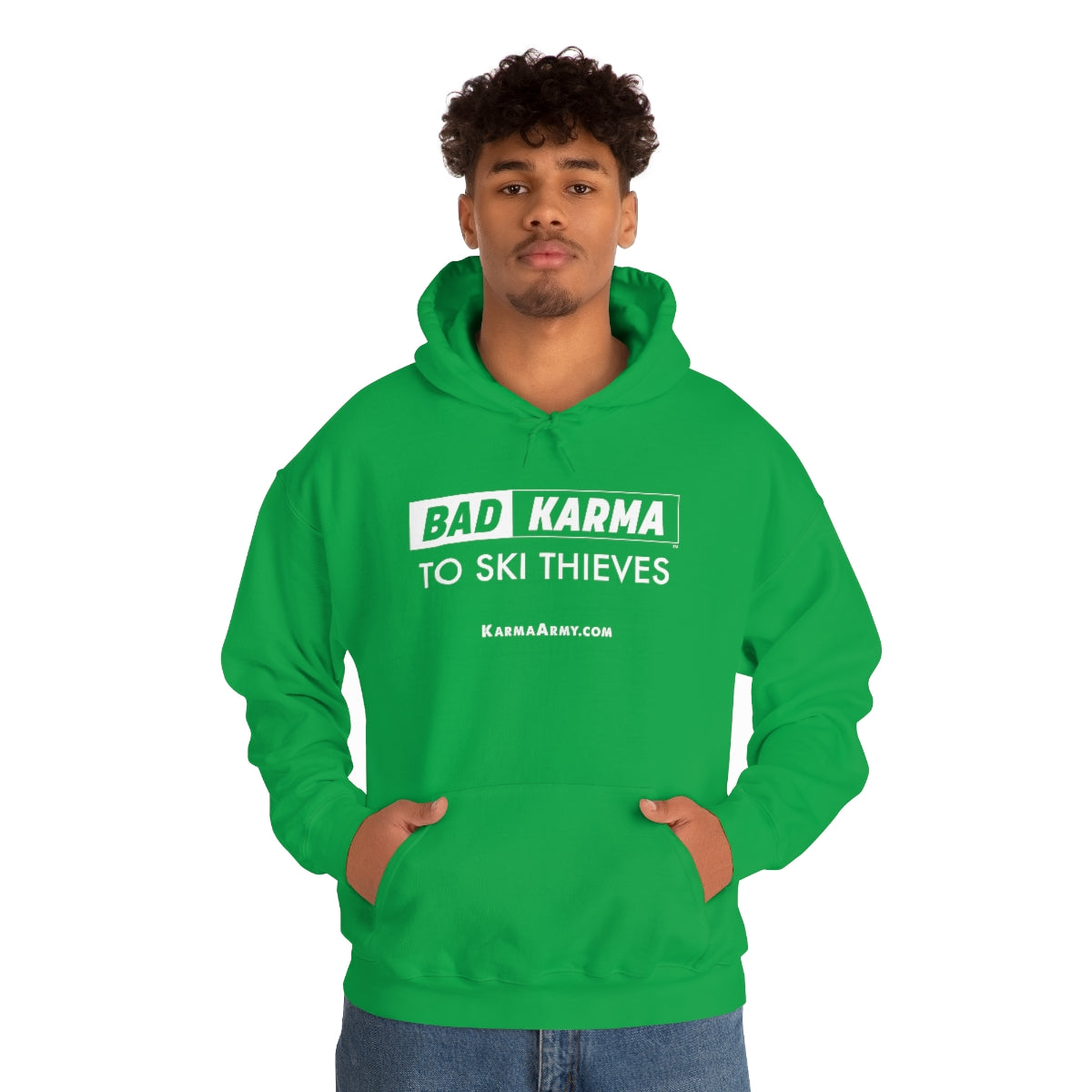 BAD KARMA TO SKI THIEVES Unisex Heavy Blend™ Hooded Sweatshirt