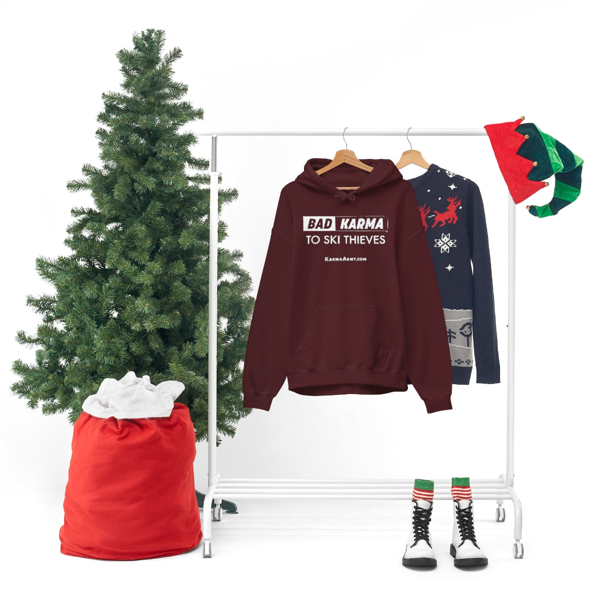 BAD KARMA TO SKI THIEVES Unisex Heavy Blend™ Hooded Sweatshirt