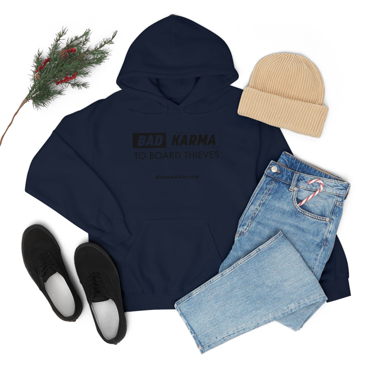 BAD KARMA TO BOARD THIEVES Unisex Heavy Blend™ Hooded Sweatshirt