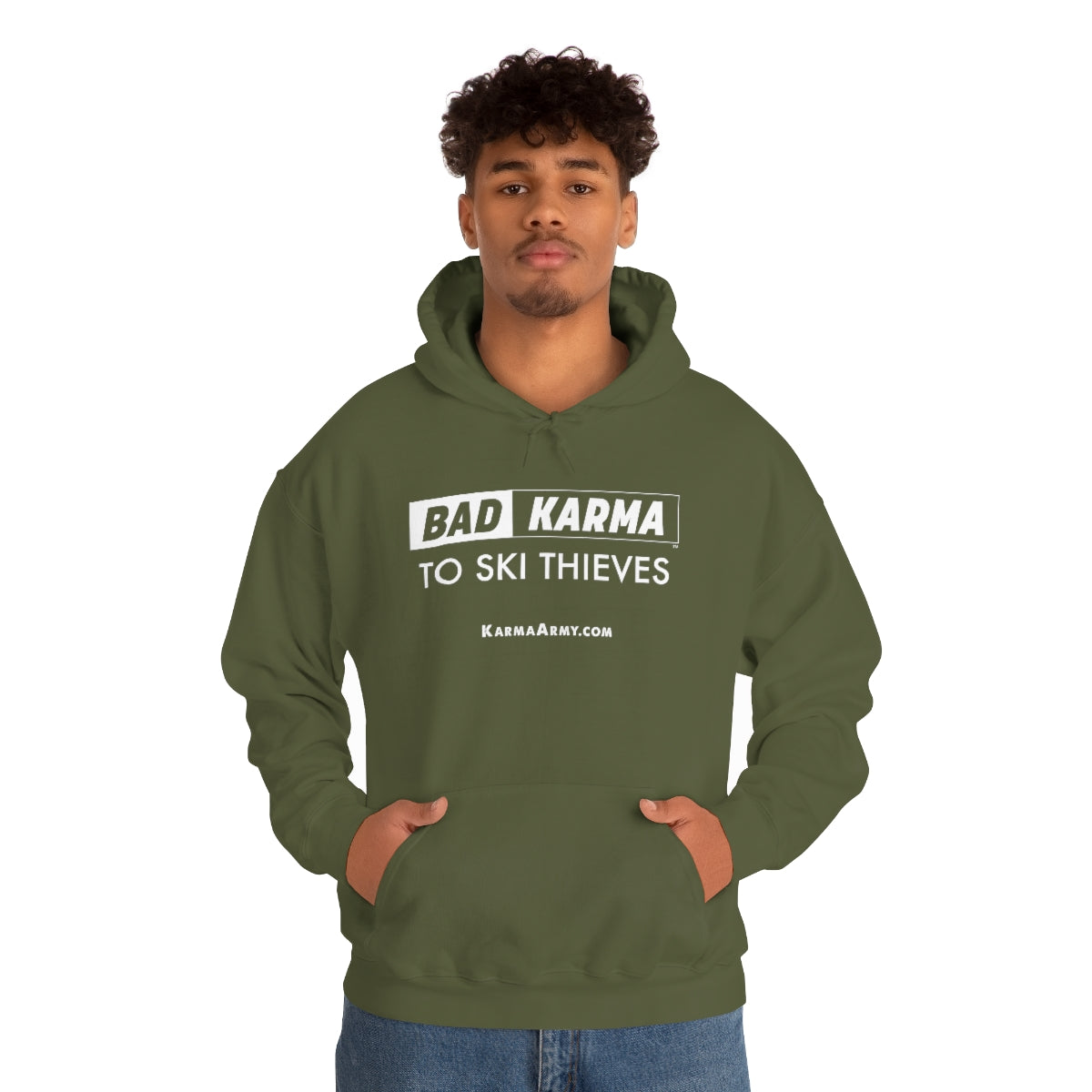 BAD KARMA TO SKI THIEVES Unisex Heavy Blend™ Hooded Sweatshirt