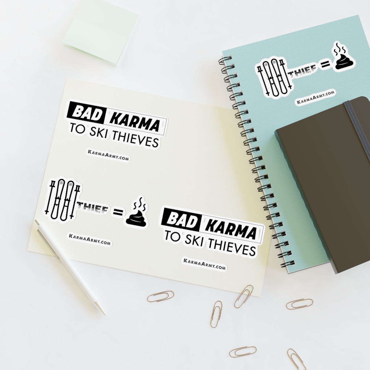 Bad Karma to Ski Thieves Stickers