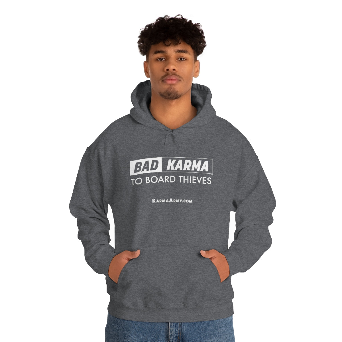 BAD KARMA TO BOARD THIEVES Unisex Heavy Blend™ Hooded Sweatshirt