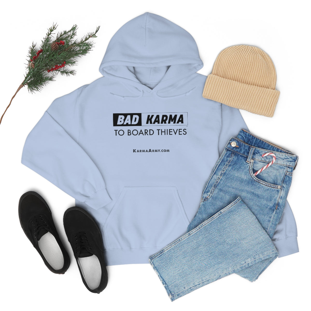 BAD KARMA TO BOARD THIEVES Unisex Heavy Blend™ Hooded Sweatshirt