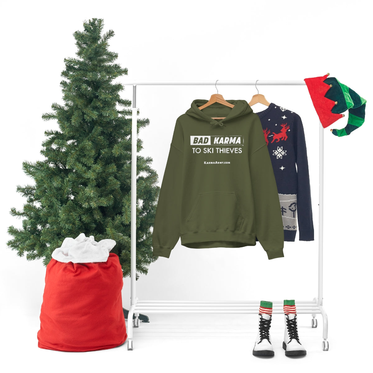 BAD KARMA TO SKI THIEVES Unisex Heavy Blend™ Hooded Sweatshirt