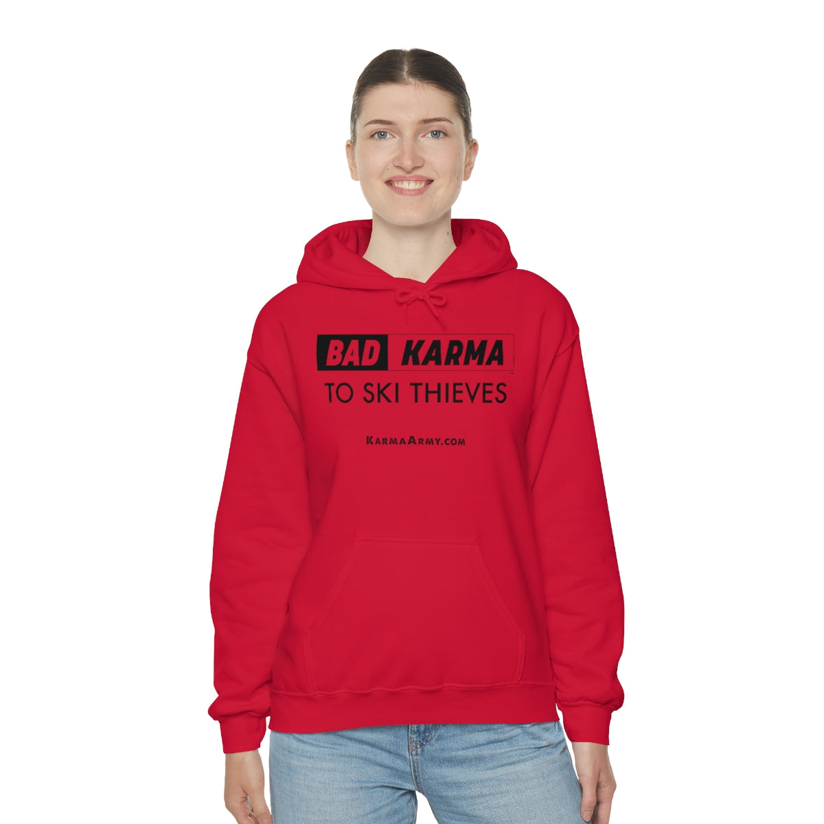 BAD KARMA TO SKI THIEVES Unisex Heavy Blend™ Hooded Sweatshirt