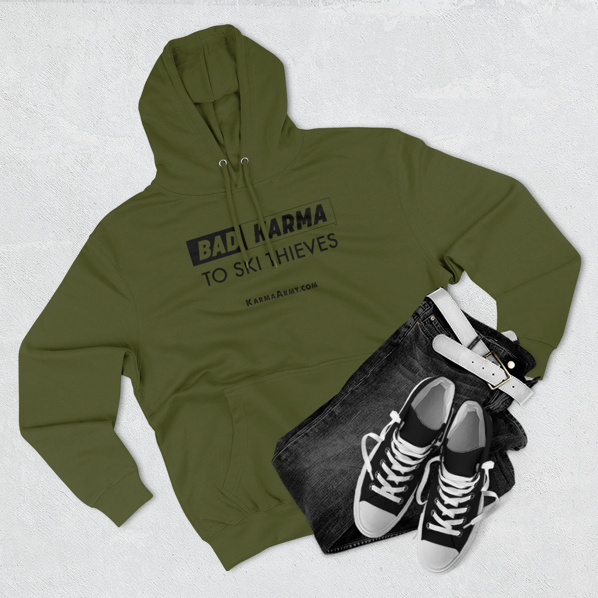 BAD KARMA To Ski Thieves Unisex Premium Pullover Hoodie