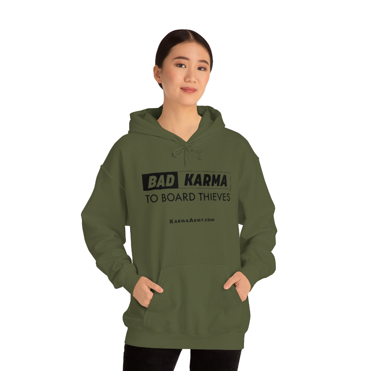 BAD KARMA TO BOARD THIEVES Unisex Heavy Blend™ Hooded Sweatshirt