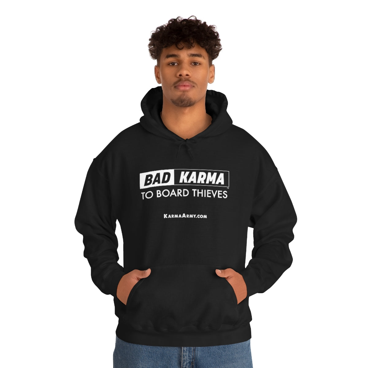 BAD KARMA TO BOARD THIEVES Unisex Heavy Blend™ Hooded Sweatshirt