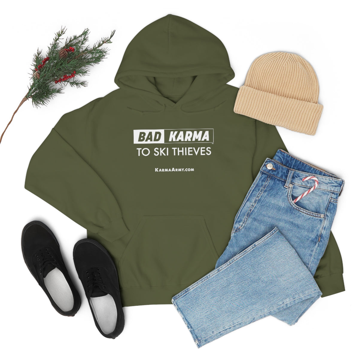 BAD KARMA TO SKI THIEVES Unisex Heavy Blend™ Hooded Sweatshirt
