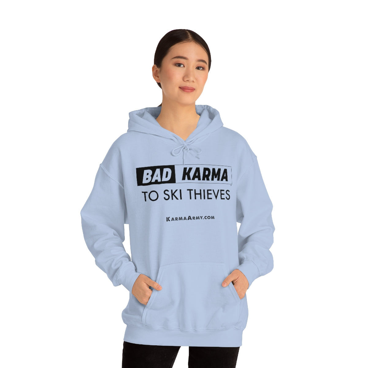 BAD KARMA TO SKI THIEVES Unisex Heavy Blend™ Hooded Sweatshirt