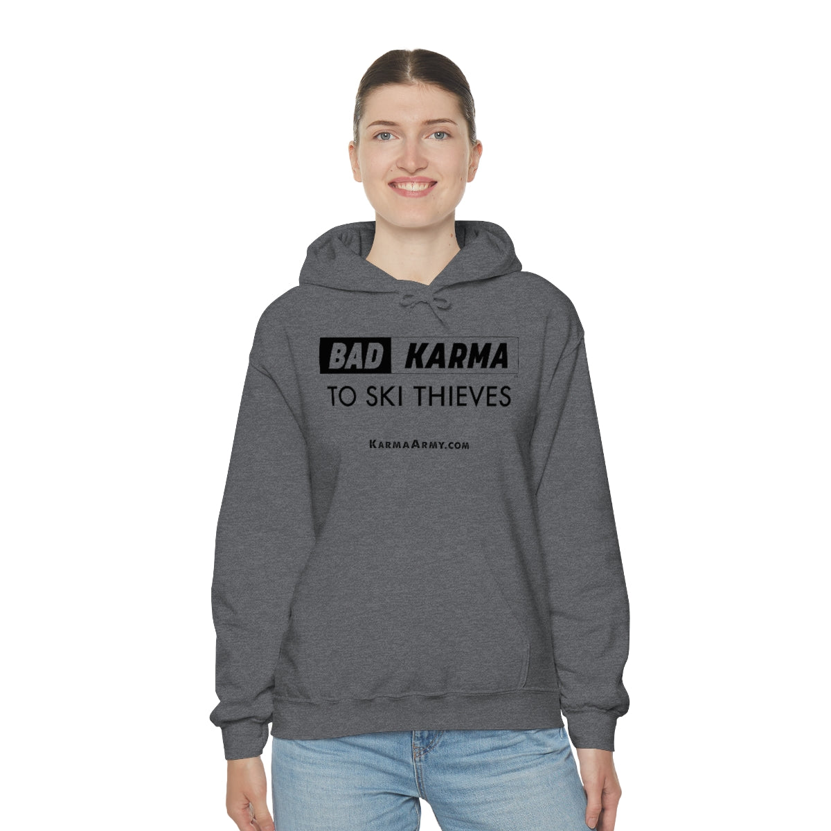 BAD KARMA TO SKI THIEVES Unisex Heavy Blend™ Hooded Sweatshirt