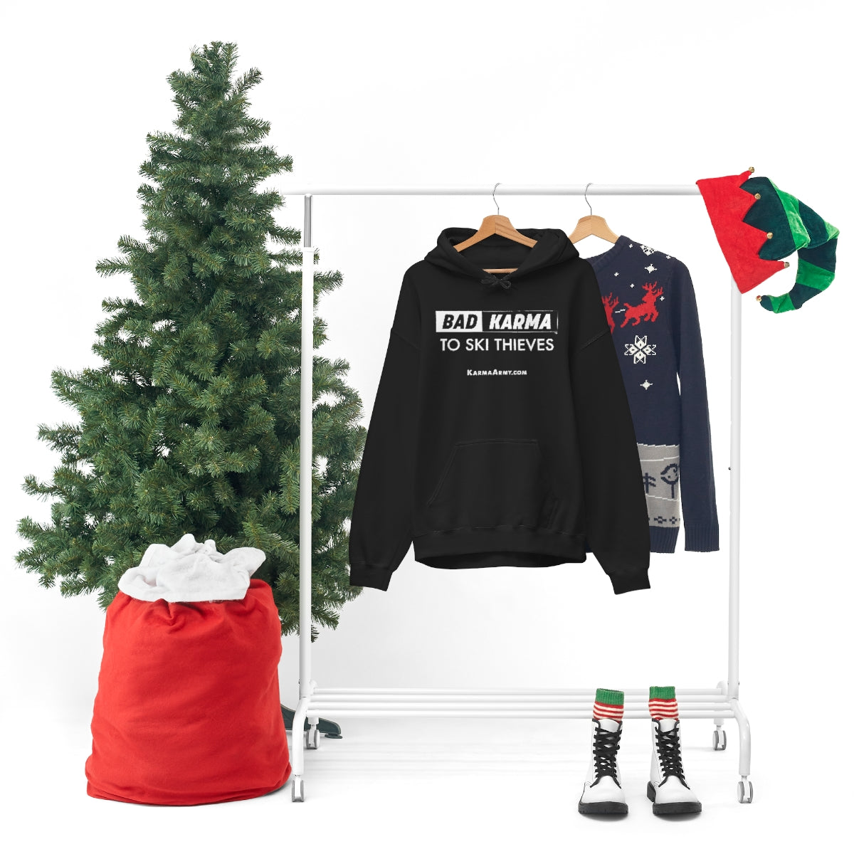 BAD KARMA TO SKI THIEVES Unisex Heavy Blend™ Hooded Sweatshirt