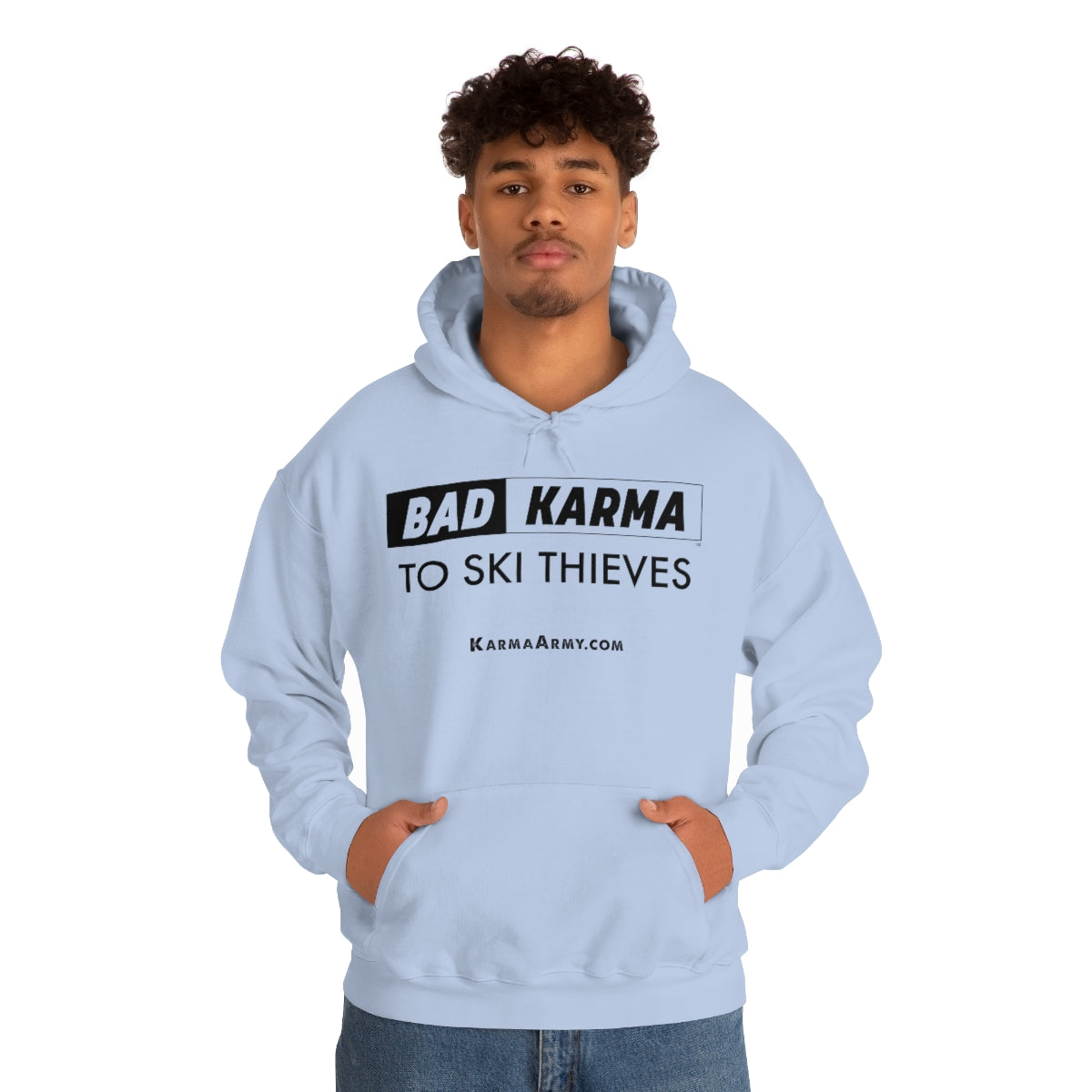 BAD KARMA TO SKI THIEVES Unisex Heavy Blend™ Hooded Sweatshirt