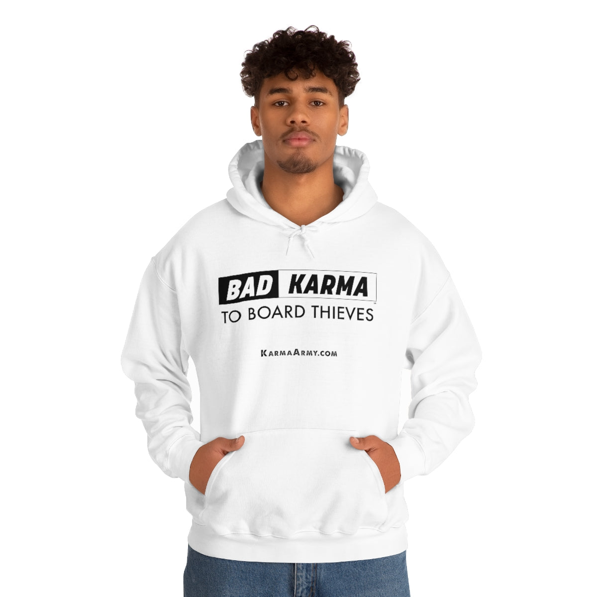 BAD KARMA TO BOARD THIEVES Unisex Heavy Blend™ Hooded Sweatshirt