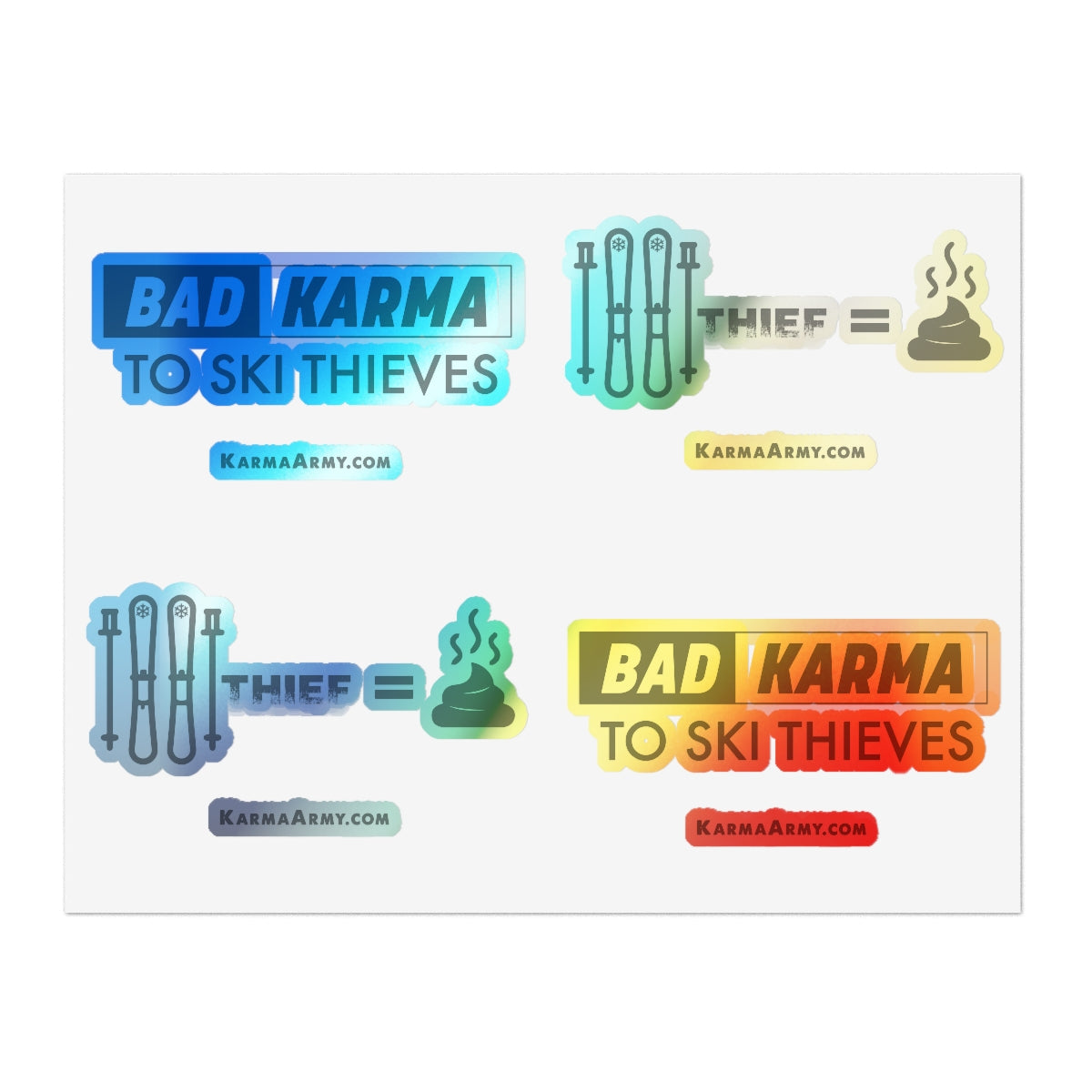 Bad Karma to Ski Thieves Stickers