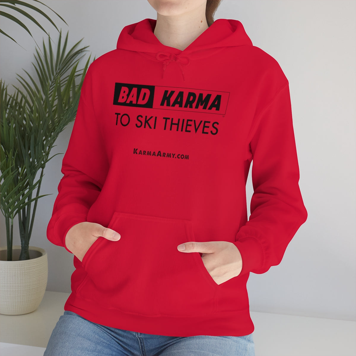 BAD KARMA TO SKI THIEVES Unisex Heavy Blend™ Hooded Sweatshirt