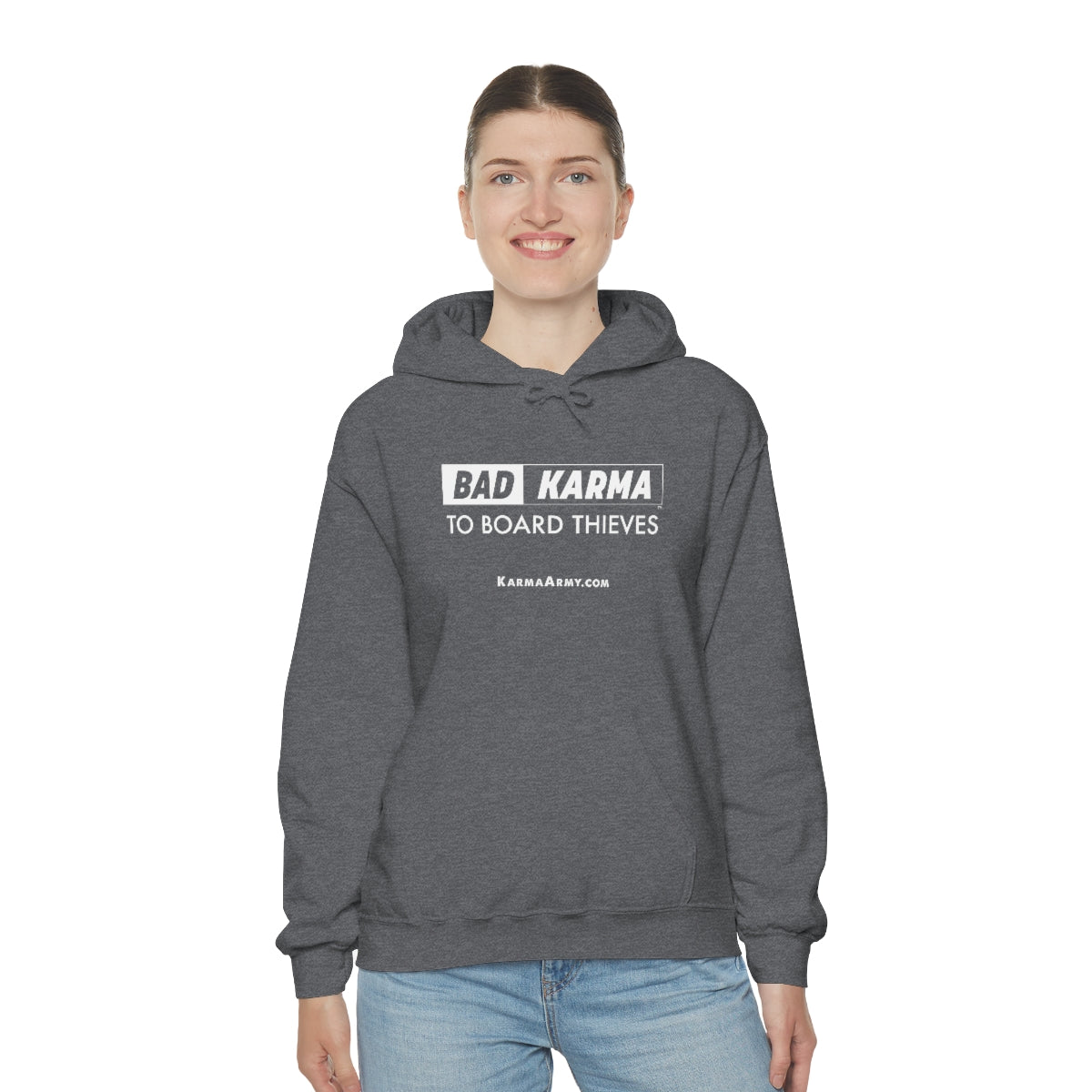 BAD KARMA TO BOARD THIEVES Unisex Heavy Blend™ Hooded Sweatshirt