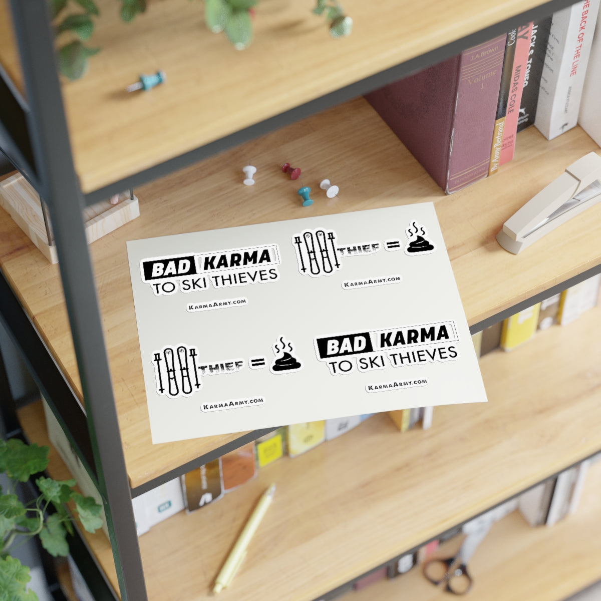 Bad Karma to Ski Thieves Stickers