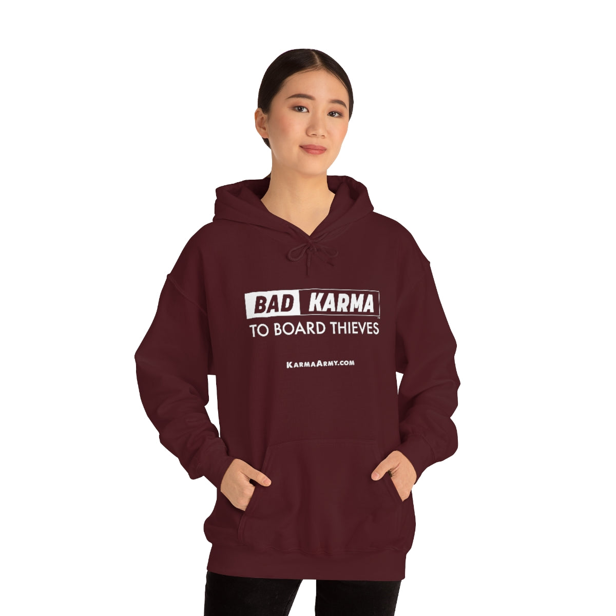 BAD KARMA TO BOARD THIEVES Unisex Heavy Blend™ Hooded Sweatshirt