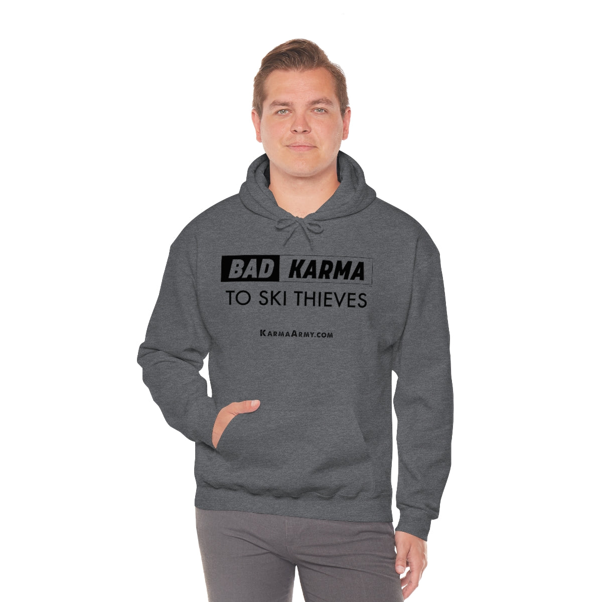 BAD KARMA TO SKI THIEVES Unisex Heavy Blend™ Hooded Sweatshirt