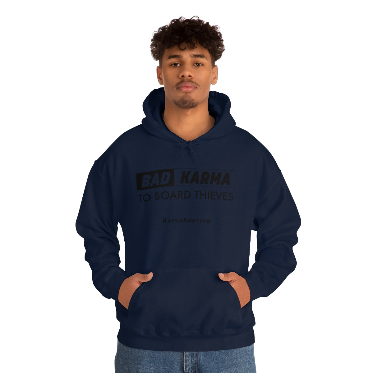 BAD KARMA TO BOARD THIEVES Unisex Heavy Blend™ Hooded Sweatshirt