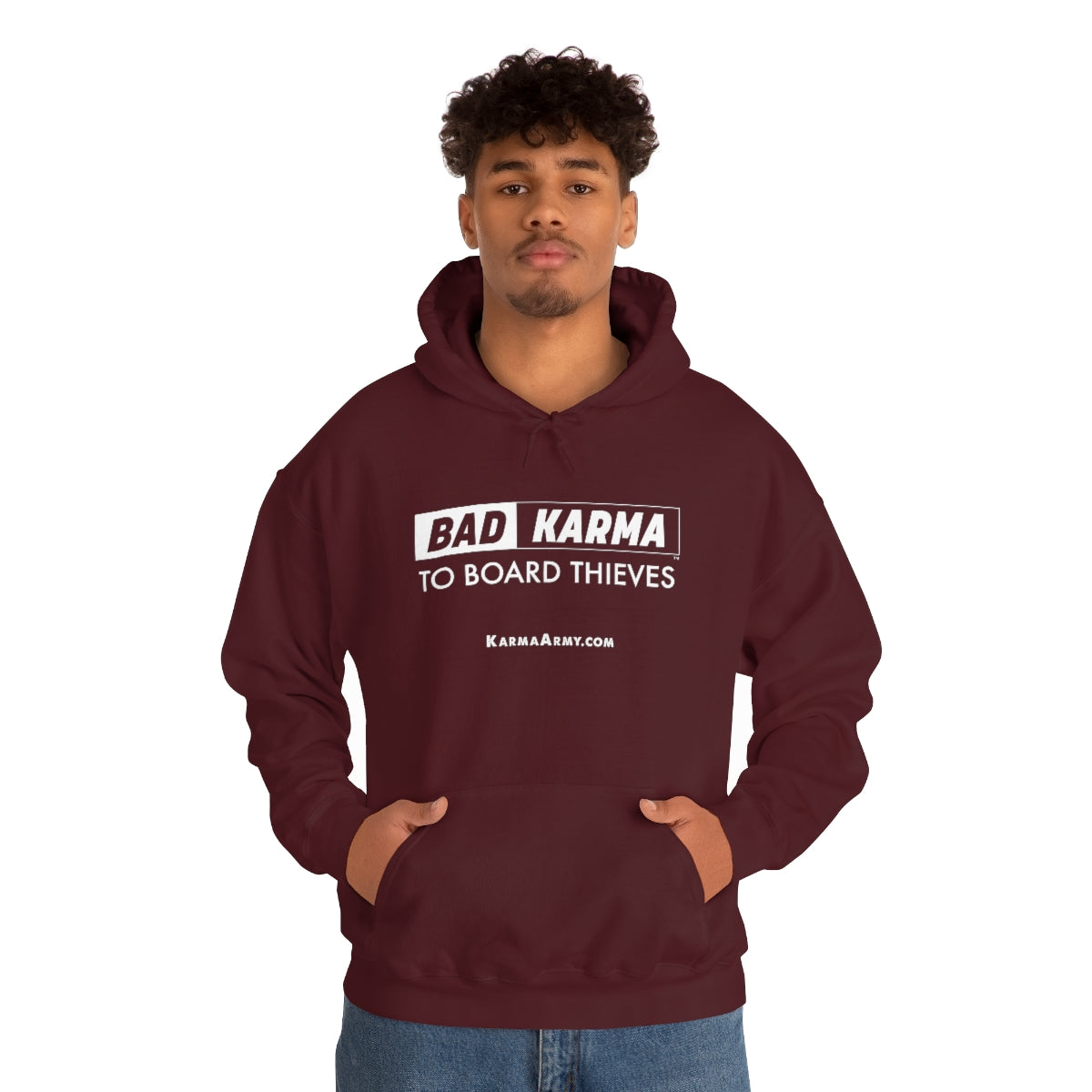 BAD KARMA TO BOARD THIEVES Unisex Heavy Blend™ Hooded Sweatshirt