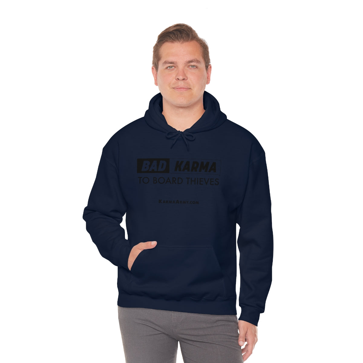 BAD KARMA TO BOARD THIEVES Unisex Heavy Blend™ Hooded Sweatshirt