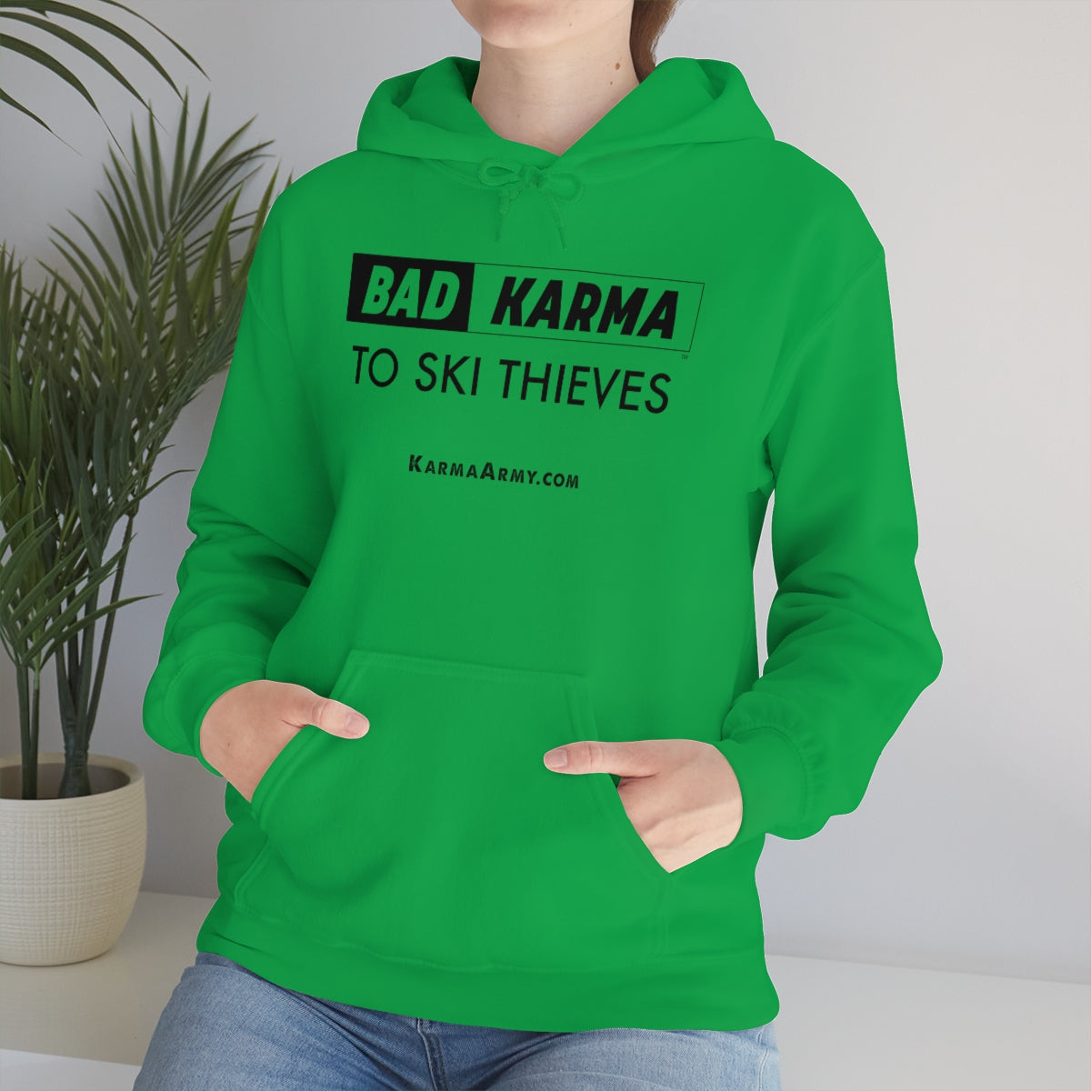 BAD KARMA TO SKI THIEVES Unisex Heavy Blend™ Hooded Sweatshirt