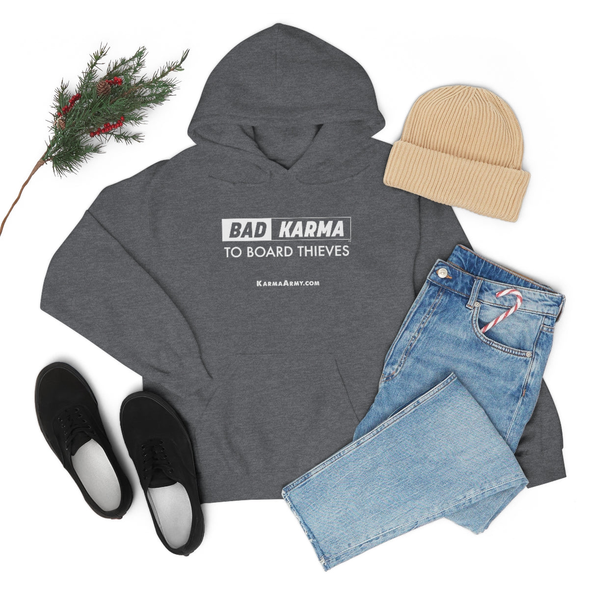 BAD KARMA TO BOARD THIEVES Unisex Heavy Blend™ Hooded Sweatshirt