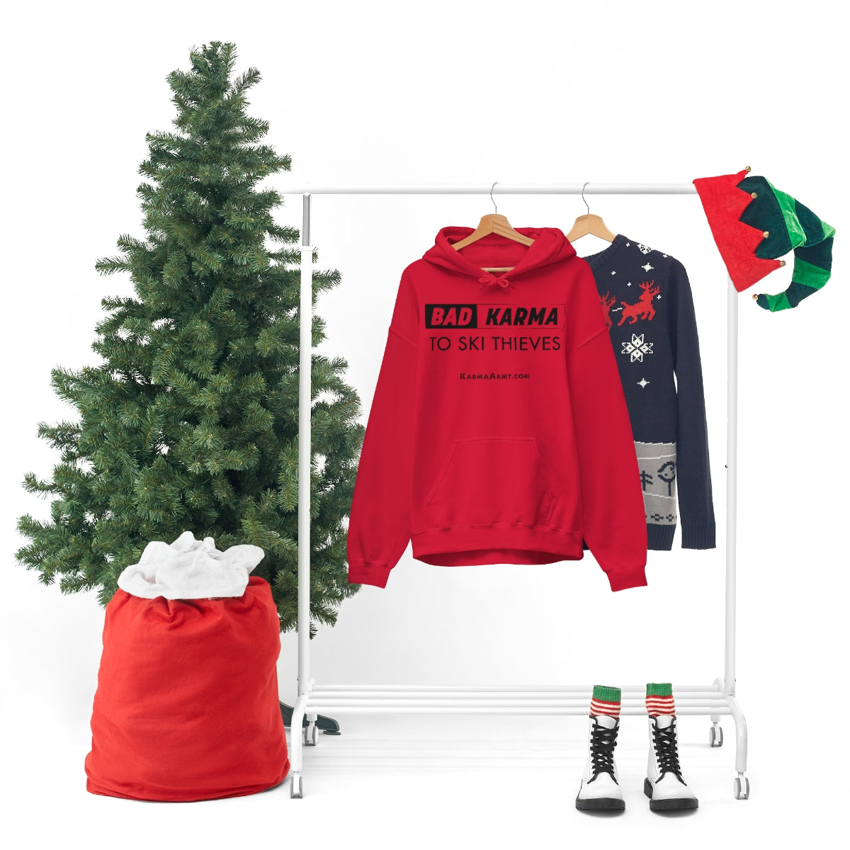 BAD KARMA TO SKI THIEVES Unisex Heavy Blend™ Hooded Sweatshirt