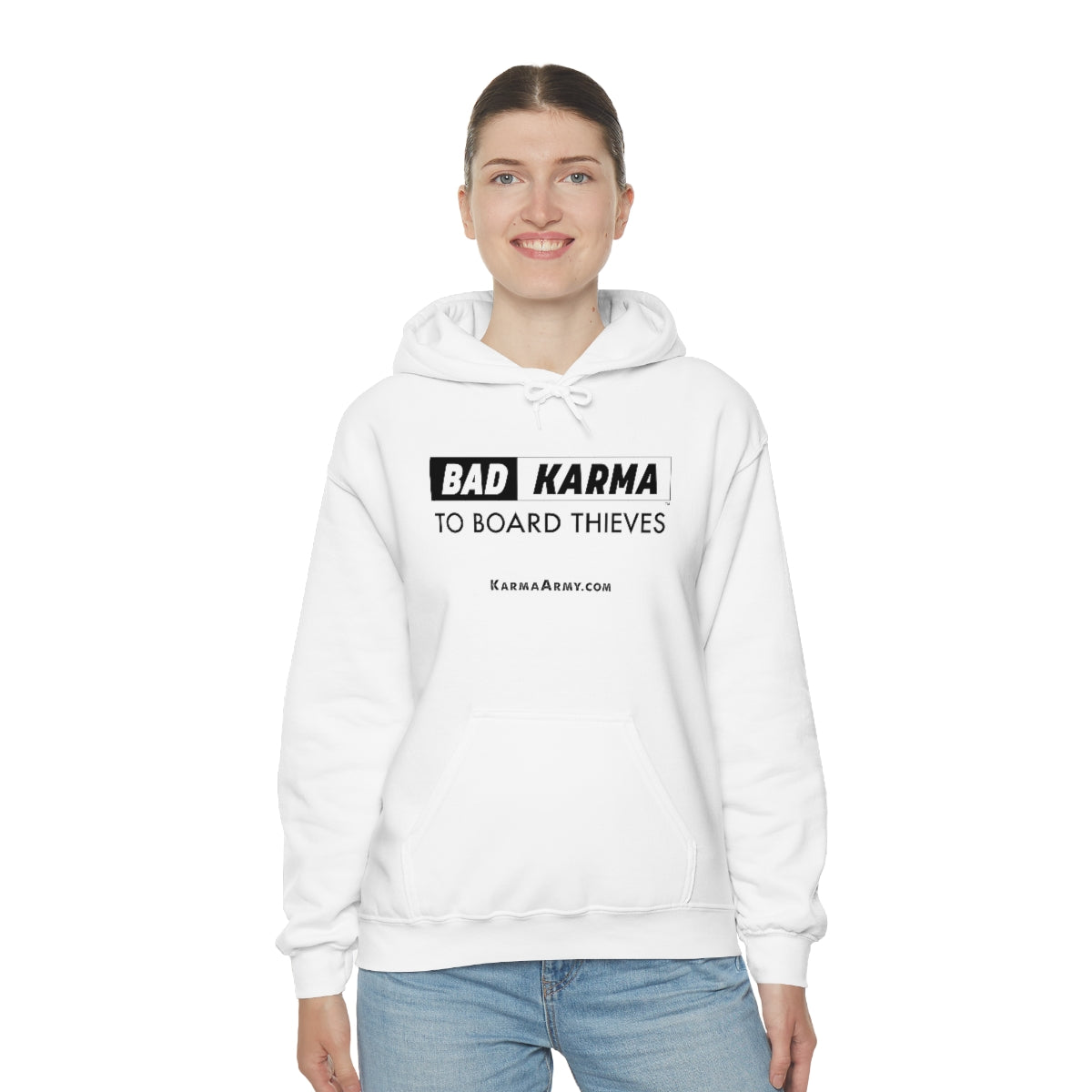 BAD KARMA TO BOARD THIEVES Unisex Heavy Blend™ Hooded Sweatshirt