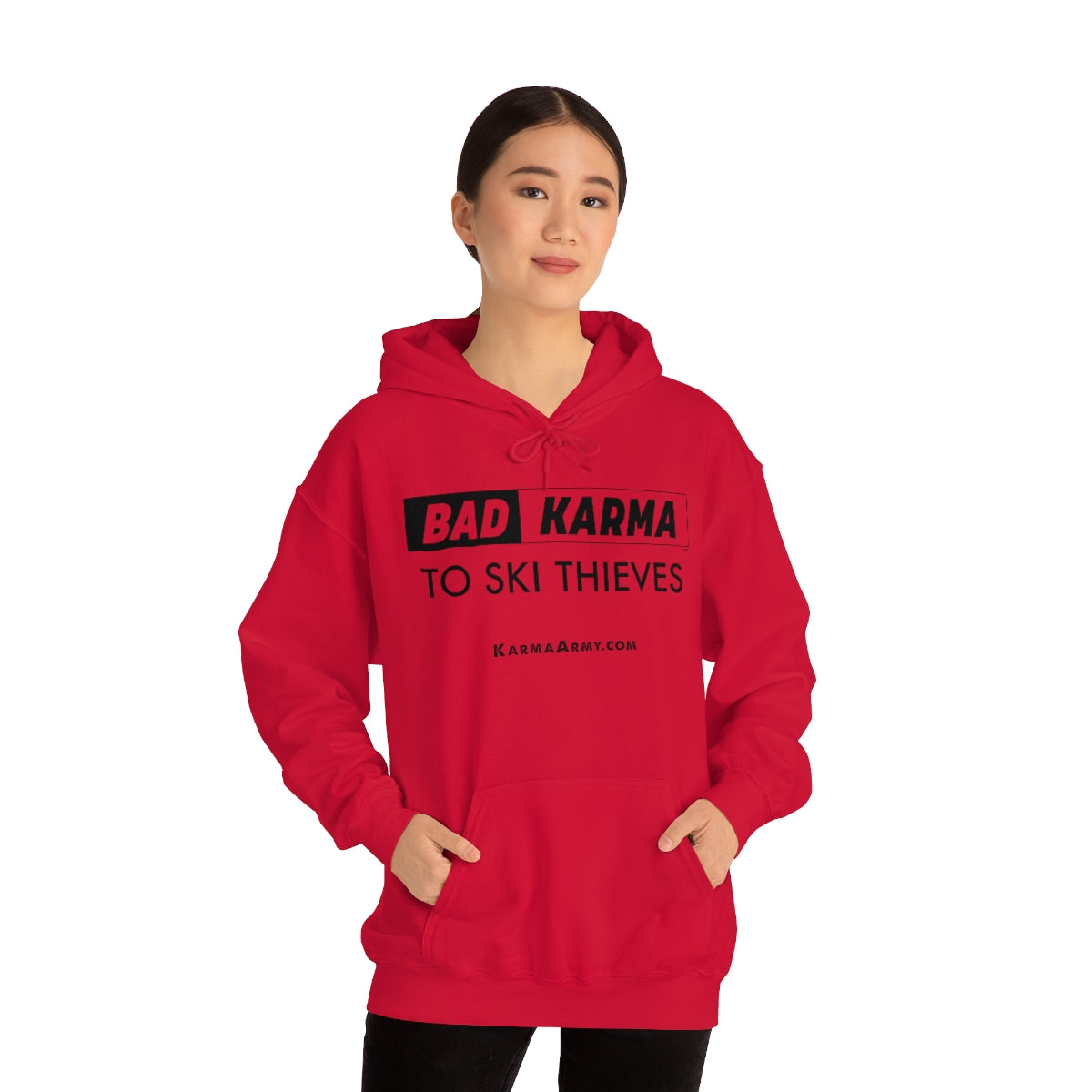 BAD KARMA TO SKI THIEVES Unisex Heavy Blend™ Hooded Sweatshirt