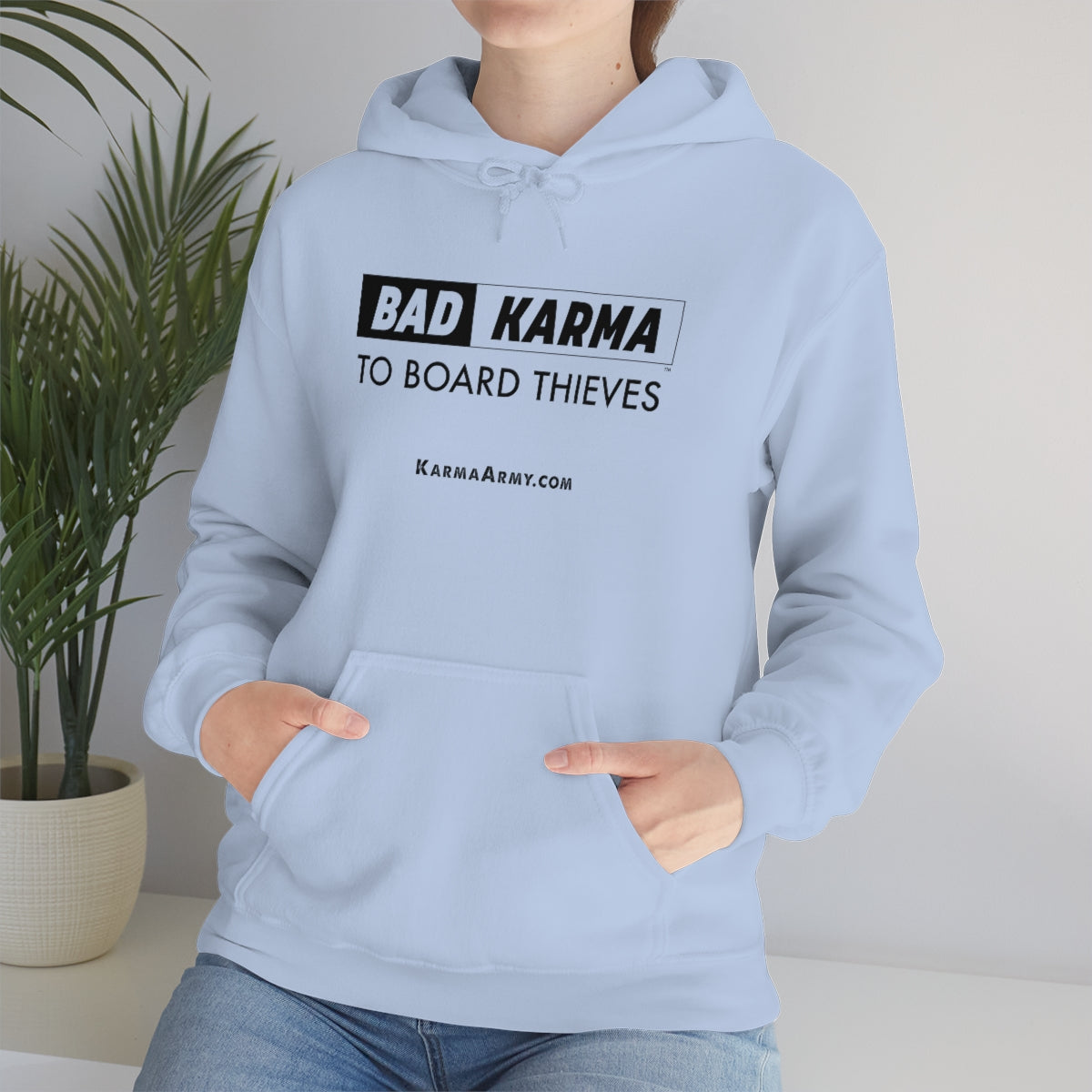 BAD KARMA TO BOARD THIEVES Unisex Heavy Blend™ Hooded Sweatshirt