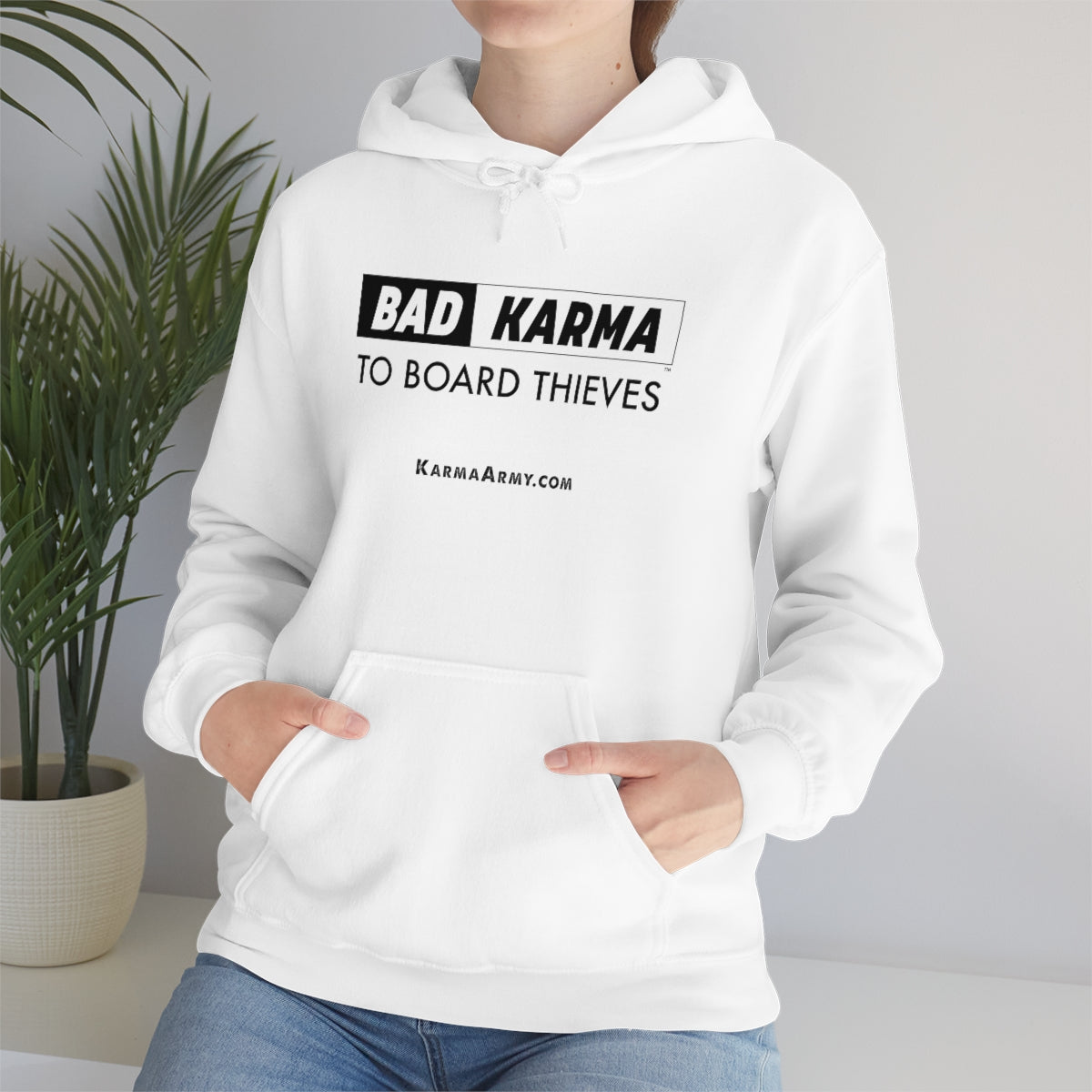 BAD KARMA TO BOARD THIEVES Unisex Heavy Blend™ Hooded Sweatshirt