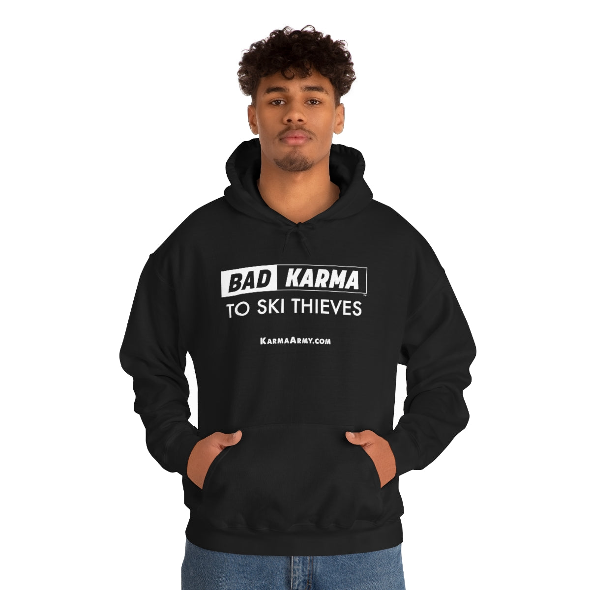 BAD KARMA TO SKI THIEVES Unisex Heavy Blend™ Hooded Sweatshirt