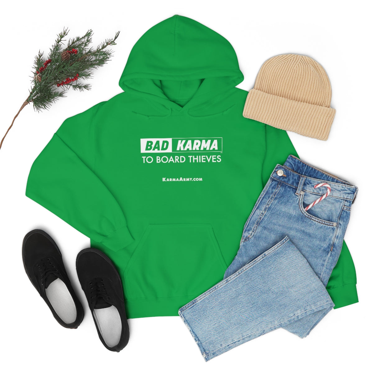 BAD KARMA TO BOARD THIEVES Unisex Heavy Blend™ Hooded Sweatshirt
