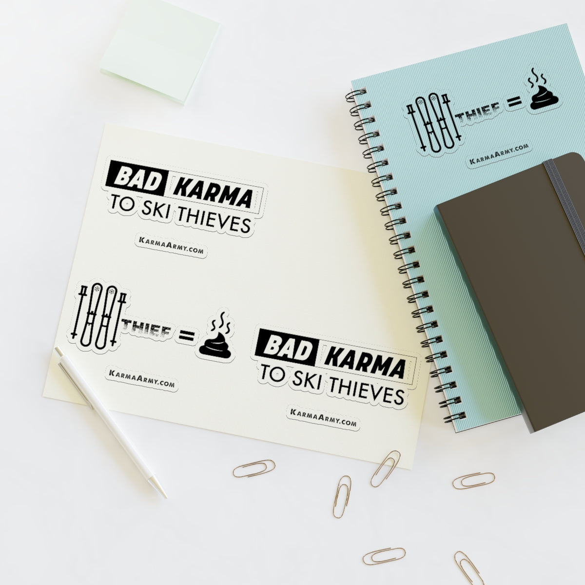 Bad Karma to Ski Thieves Stickers